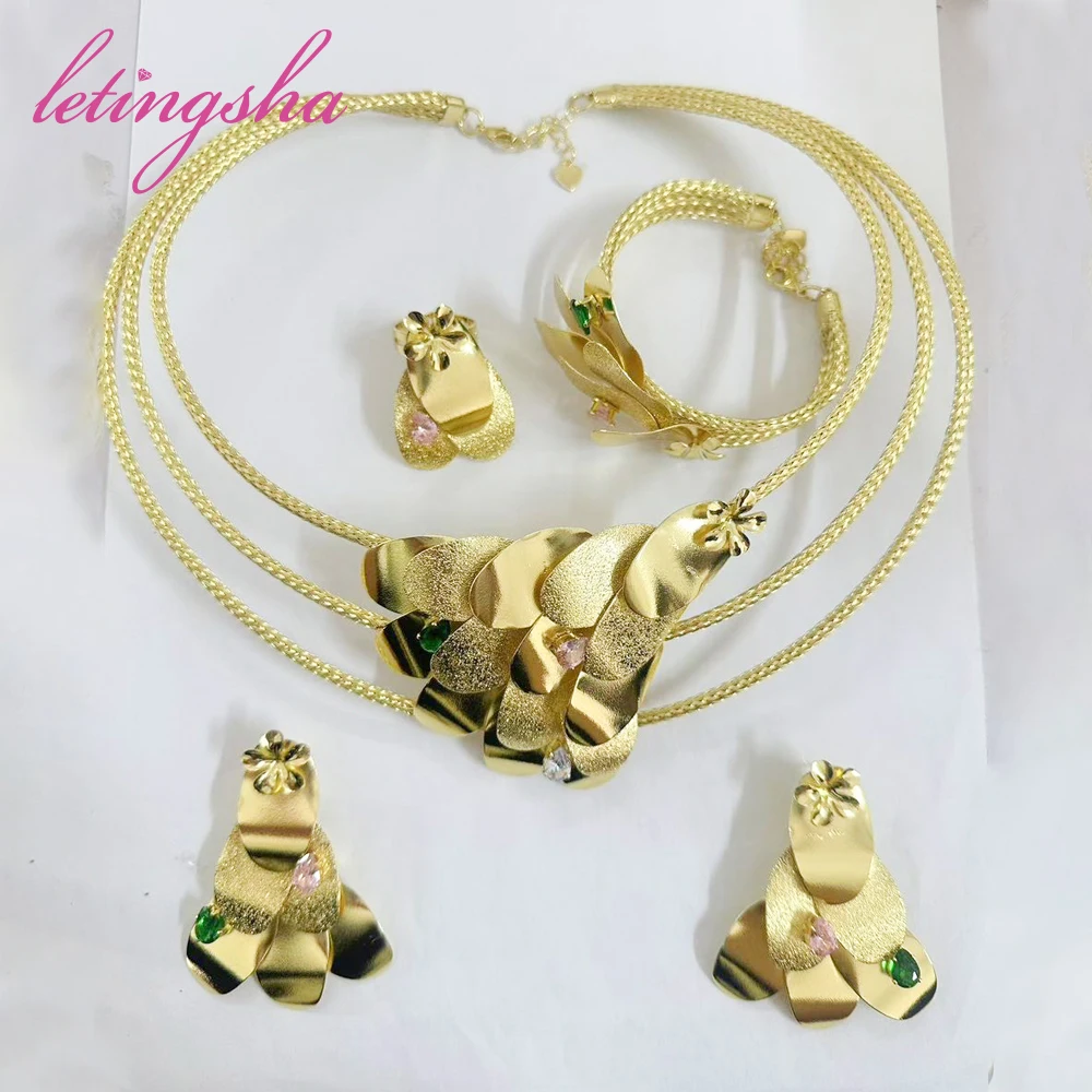 Женский комплект ювелирных украшений из Дубая роскошные африканские 18-каратные