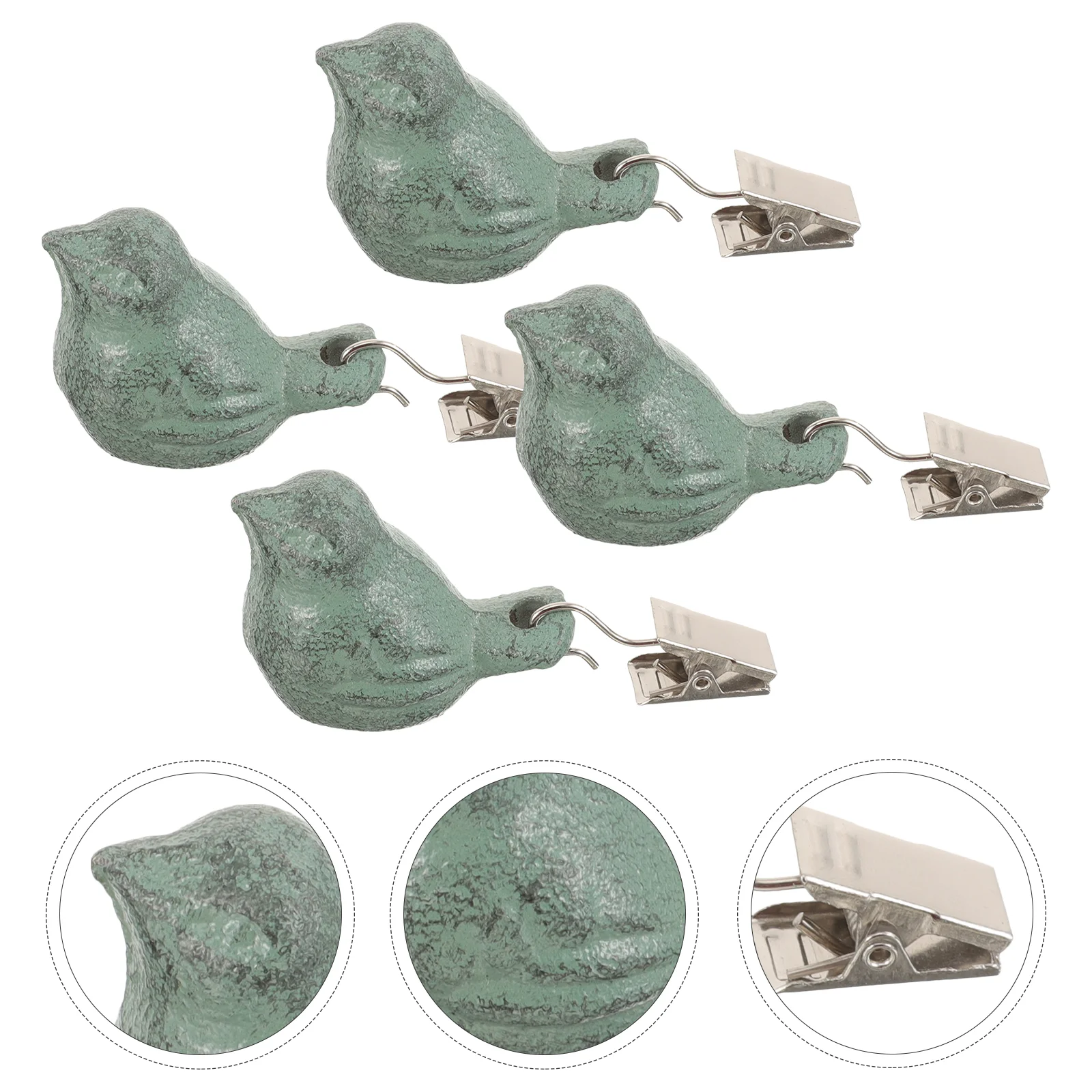 

4 Pcs Desk Clamp Dining Room Decor Tablecloth Weights Clip Picnic Tables Outdoors Animal Clips Tablecloths Metal Green