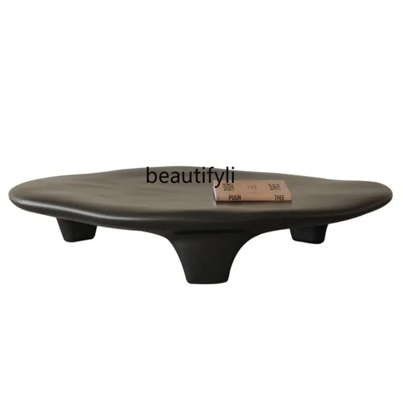 

yj Sili Style Tea Table Cream Color Low Table FRP Irregular Shaped Black Tea Table