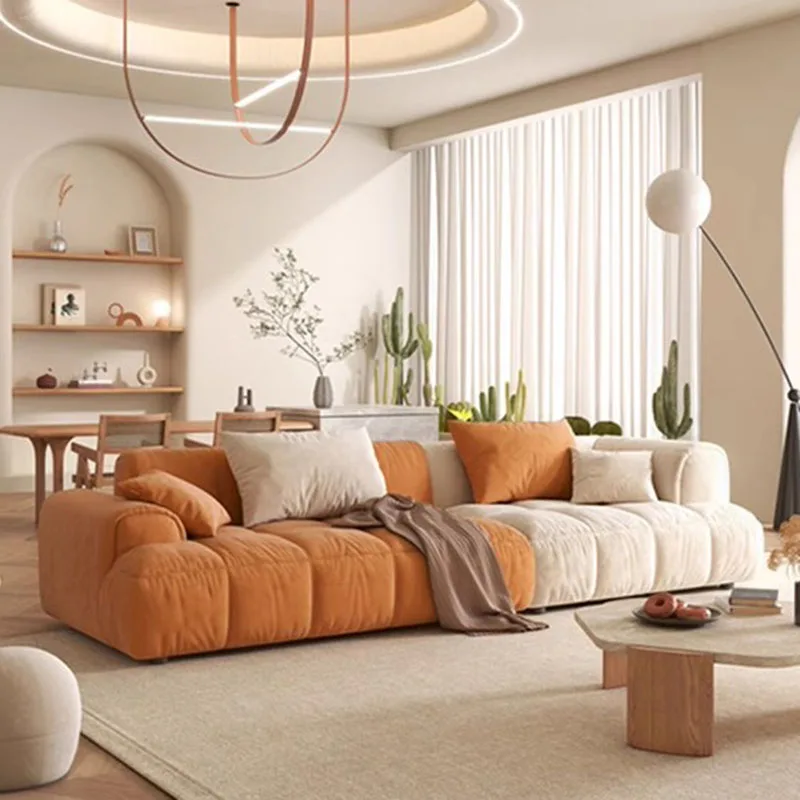 Кремово-белые диваны для гостиной столики макияжа мягкий бархатный пол