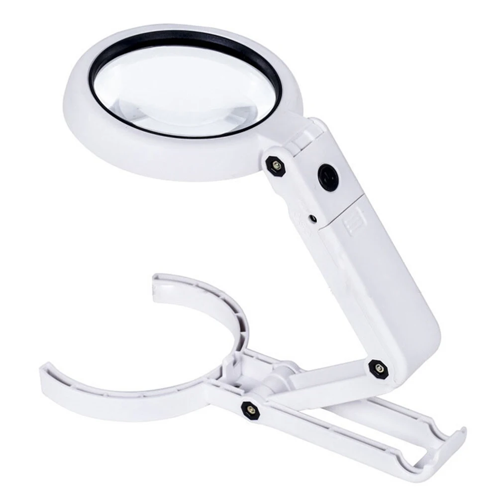 

5/11X Magnifying Glass With 8 LEDs Light Foldable Stand Table Magnifier Tool
