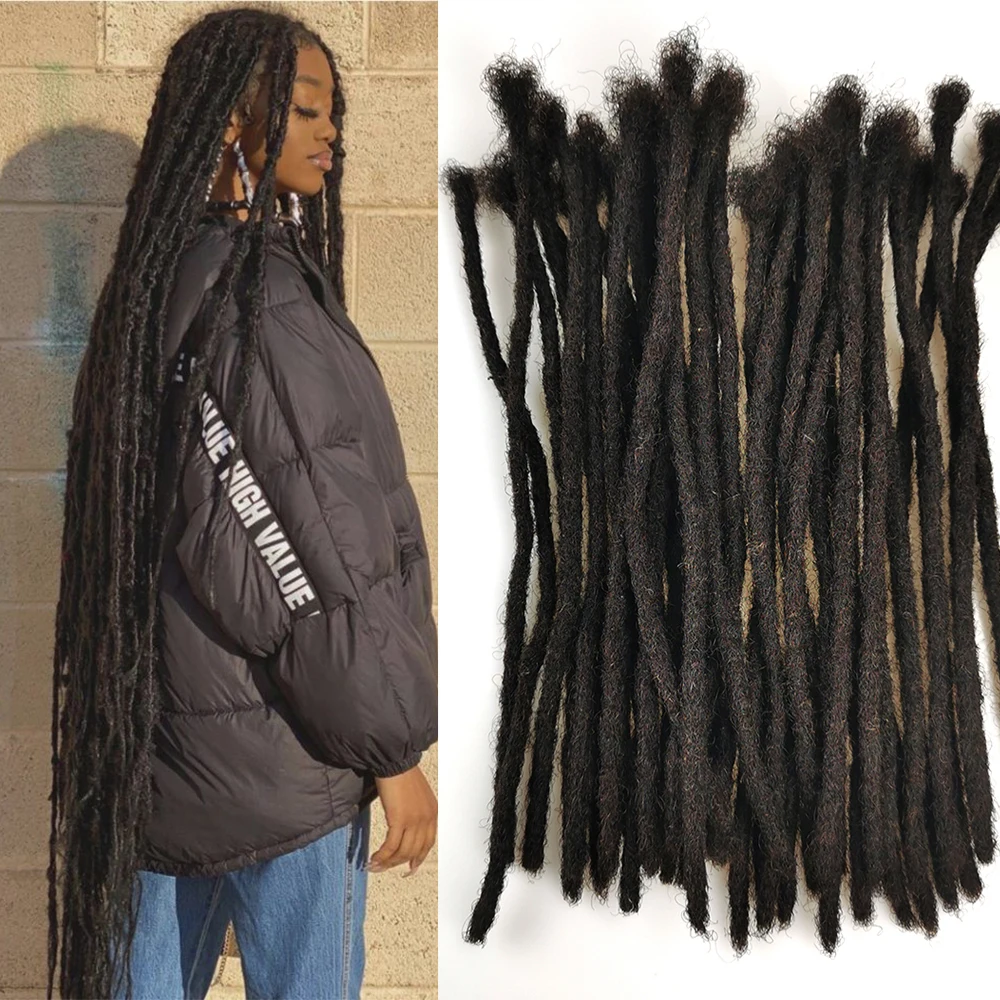 

Very Long Dreadlock Extensions Made From Human Hair Handmand Dark Brown Color It can be Dyed curled and bleached 60locs/pack #2
