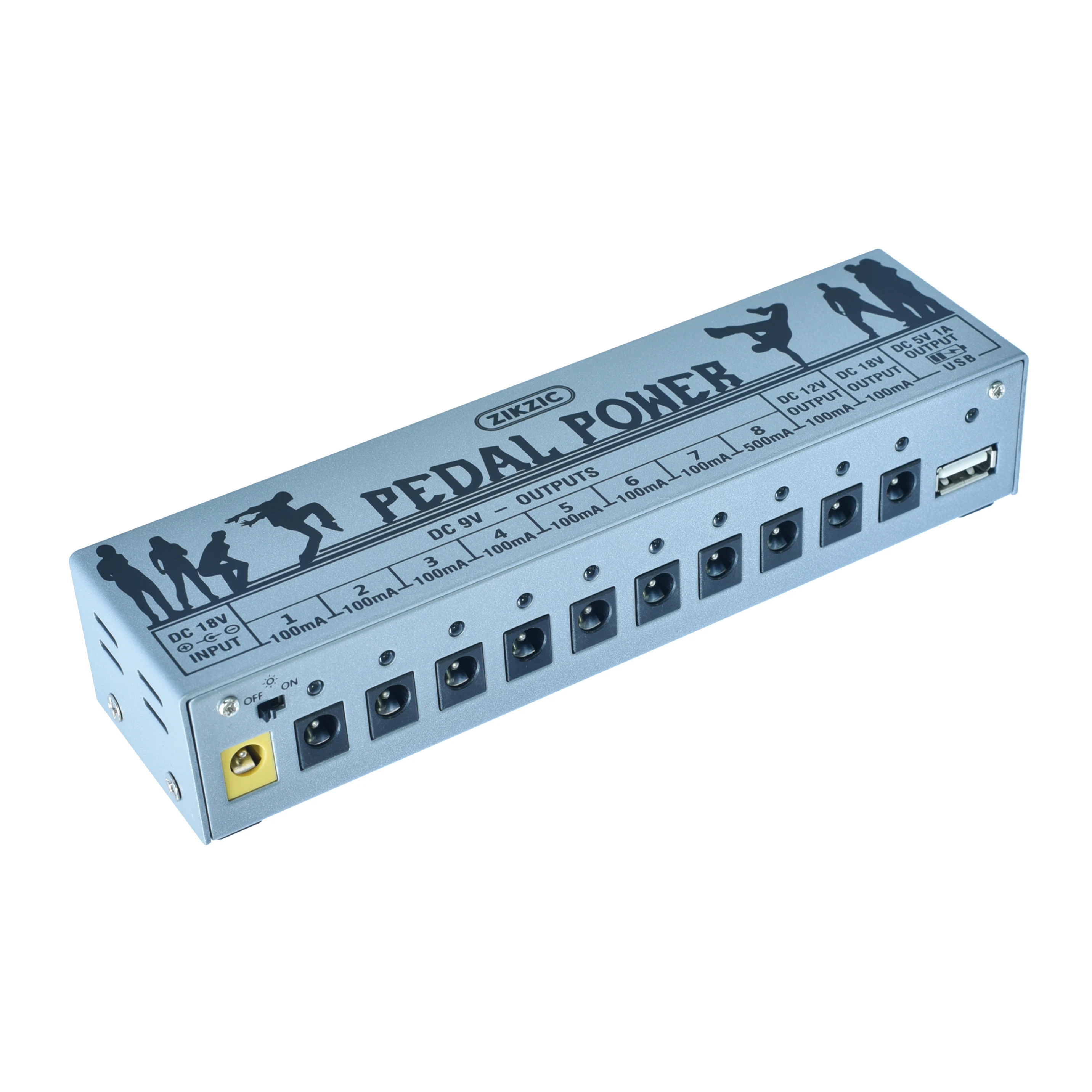 Zikzic Pedal Power Supply Update Output Multi Circuit Power Supply For Guitar Pedal 10 Ways 9V/12V/18V DC Outputs & 1 Way 5V USB