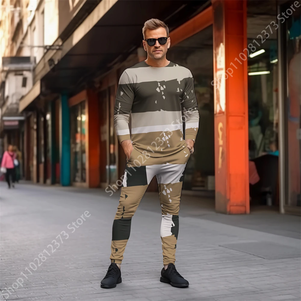 2023 Man Tracksuit Sets Fashion Men's Long Sleeve T-shirts Two Piece Set 3D Retro Skull Printing Casual Streetwear Men Clothing