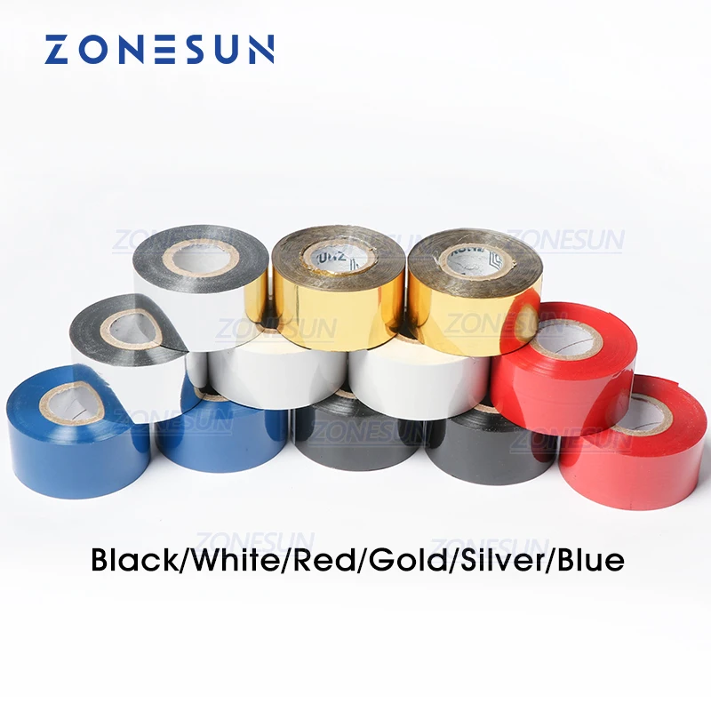 ZONESUN Thermal ribbon of ribbon printing machine, 30*100m, date printing ribbon for plastic and paper(5roll/lot)