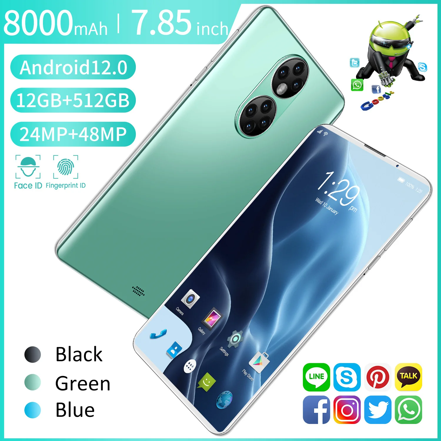 Планшет P50 на Android 8000 мАч 7 85 дюймов 512 ГБ | Компьютеры и офис