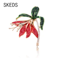 skeds women fashion elegant full crystal daffodil jewelry brooch high quality metal plant flower brooches sweater dress corsage