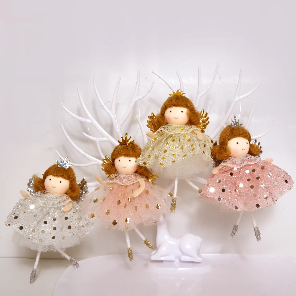 

4pcs Navidad 2021 Decor Cute Angle Doll Christmas Tree Pendants Hanging Ornaments New Year Xmas Decor Home Noel Natal Decoration
