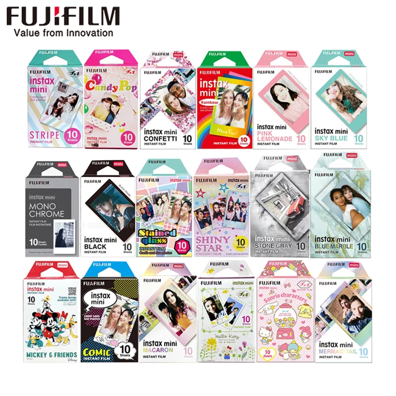 

Fujifilm Instax Mini 8 9 11 LiPlay EVO mini 40 Film Camera Photo - Fuji Instant 10 Sheets Exposures Papers Color Design Frame