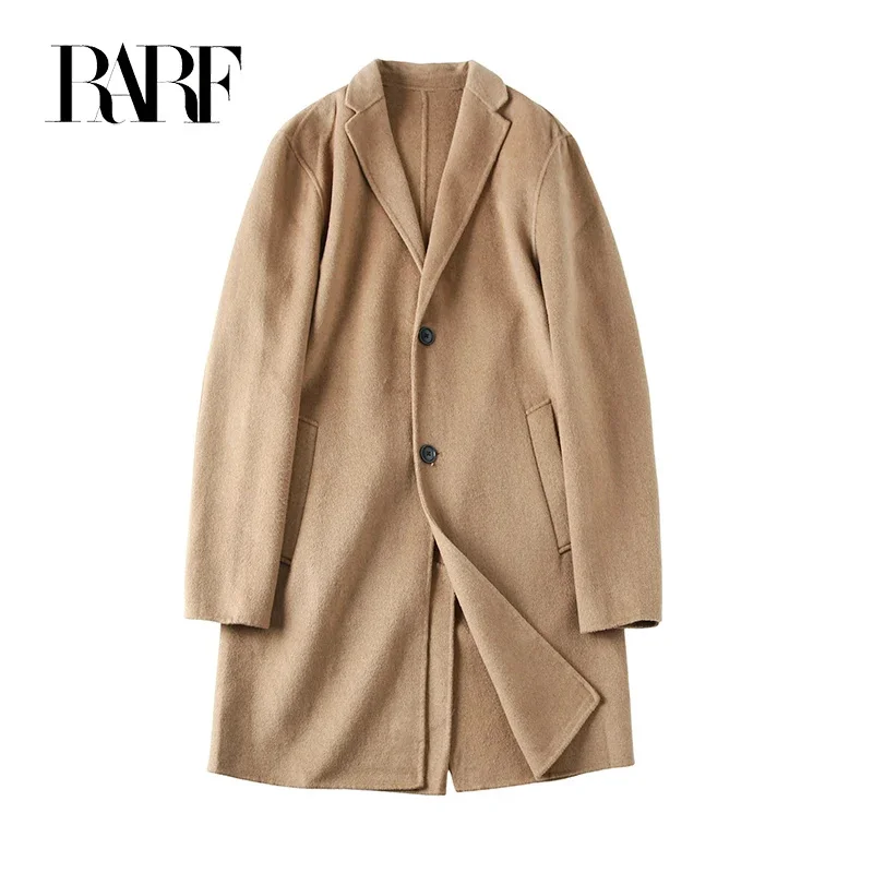 

Мужское однобортное пальто из 2023 шерсти, ветровка средней длины, двустороннее шерстяное пальто