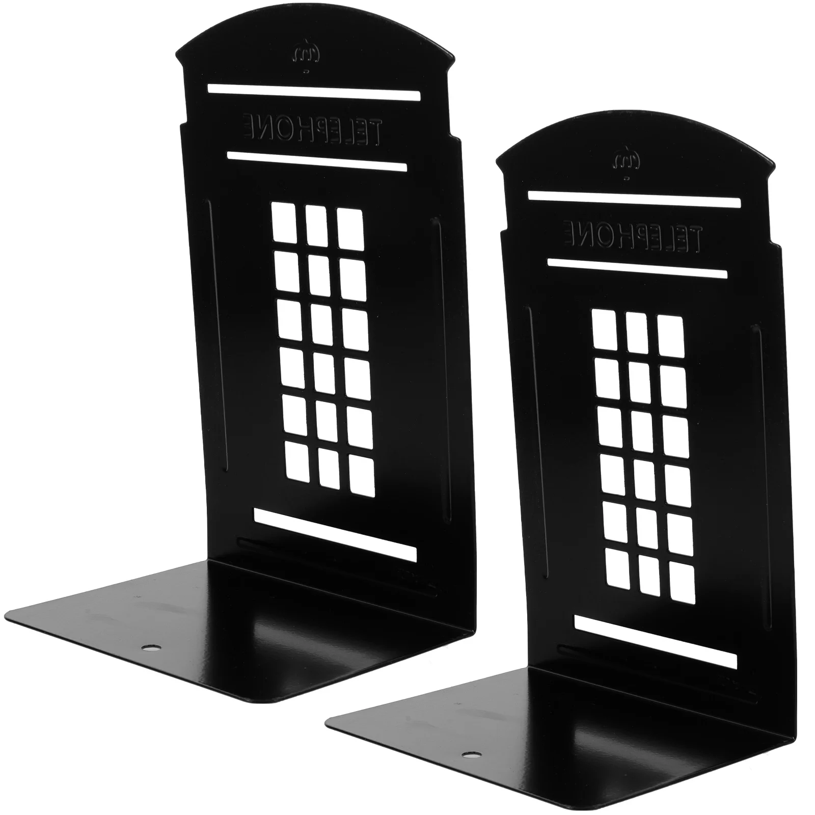 

2pcs London Metal Bookshelf Book Rack Bookends Retro Creative Metal for Home Classroom (Black)