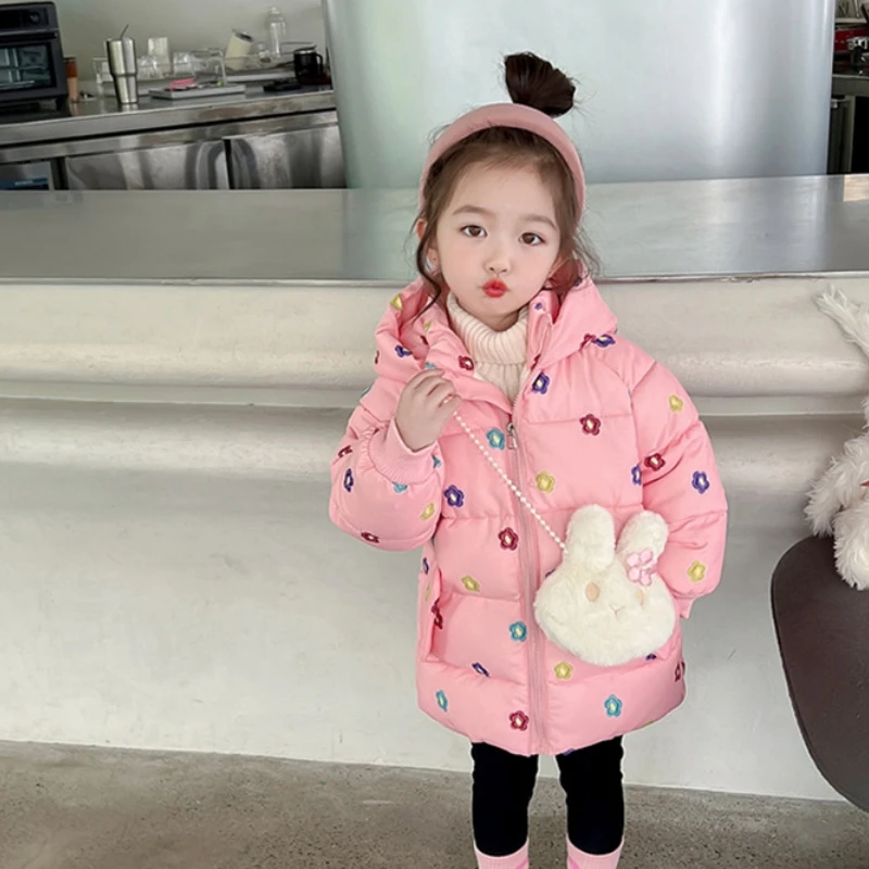 

Girls Coat Jacket Winter Cotton Windbreak 2023 Lapel Warm Plus Velvet Thicken High Quality Children's Clothing