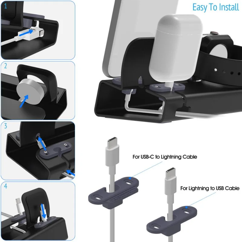 Алюминиевый держатель для телефона 3 в 1 Подставка зарядки iPhone 12 Pro Max Apple Watch Airpods