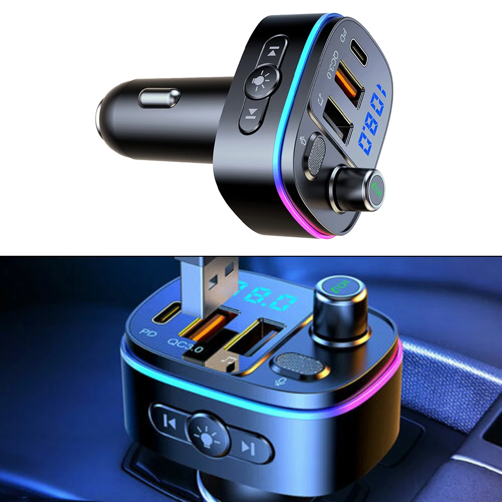 

Brand New FM Transmitter Car Charger Car FM Transmitter LED Music Player Receiver USB Charger Wireless 7-Color