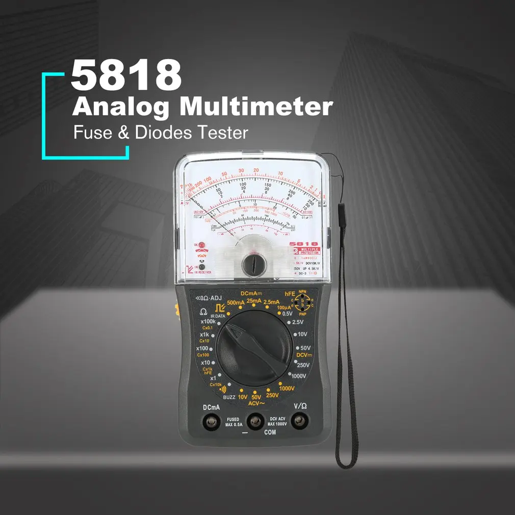 

Analog Multimeter Pointer Display Voltmeter Ammeter Tester Resistance Continuity Capacitance Fuse Diode Test Tool With Lanyard