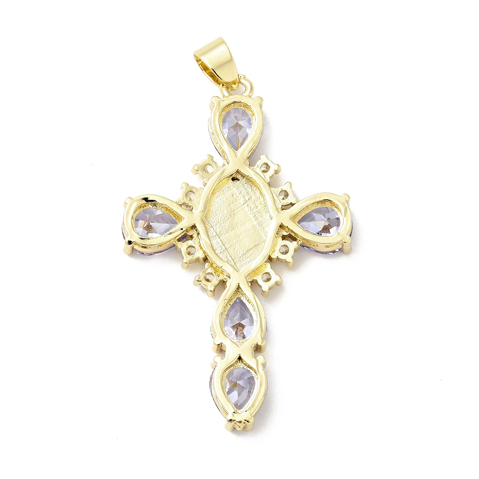 5pcs Religious Saint Cross Rack Plating Brass Micro Pave Cubic Zirconia Pendants For Women Necklace Jewelry Gift 45.5x29x6mm