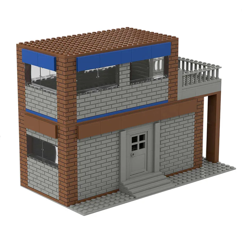 

War Scene PUBG Two-story House MOC Creator Architecture 520pcs Building Blocks Playmobil Figures Mini Bricks Toys for Children