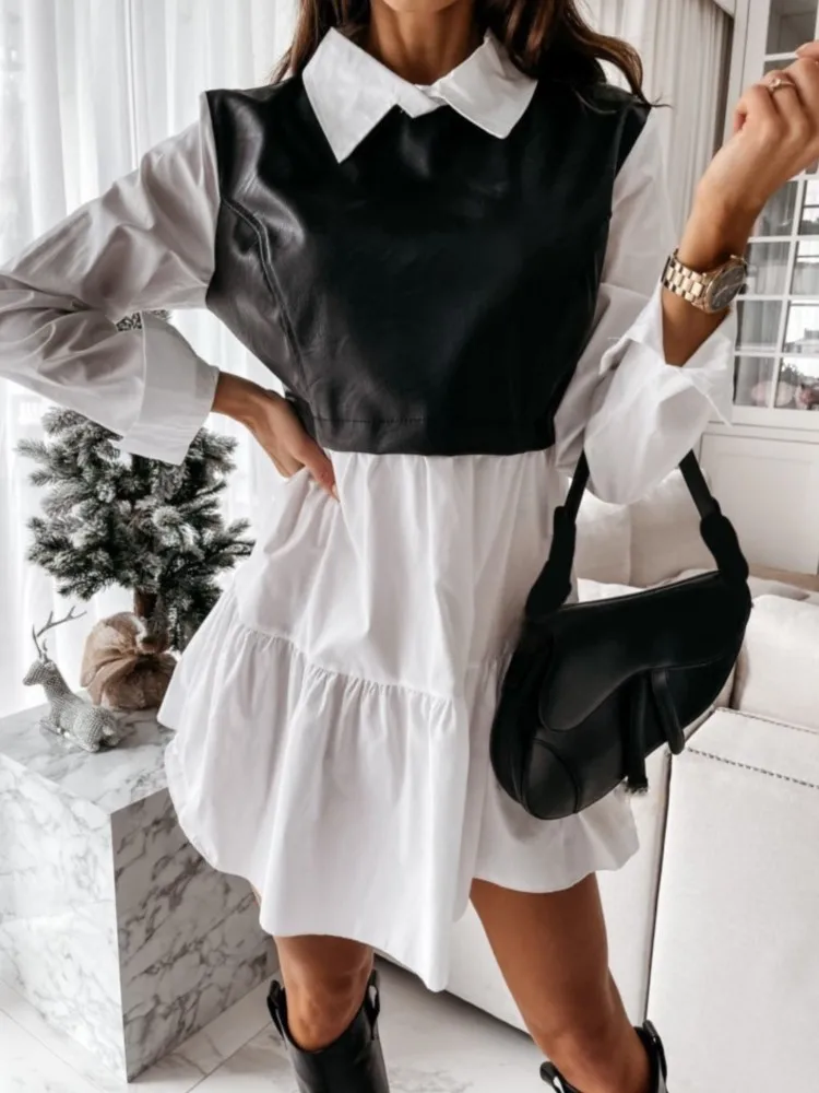 Женское патчворк платье полиэстер