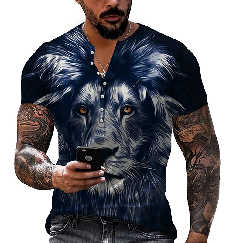 

Men's Personality Short -sleeved V -neck T -shirt 3D Printing Summer Top