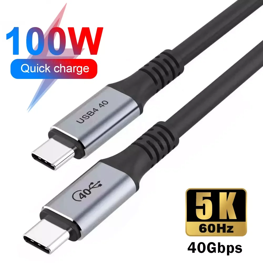 

2022New 4 for Thunderbolt 3 Cable 100W 5A/20V 3.1 Fast PD Cable E-mark 40Gbps 5K/60Hz for Macbook Pro USB Type C Charger Data Ca