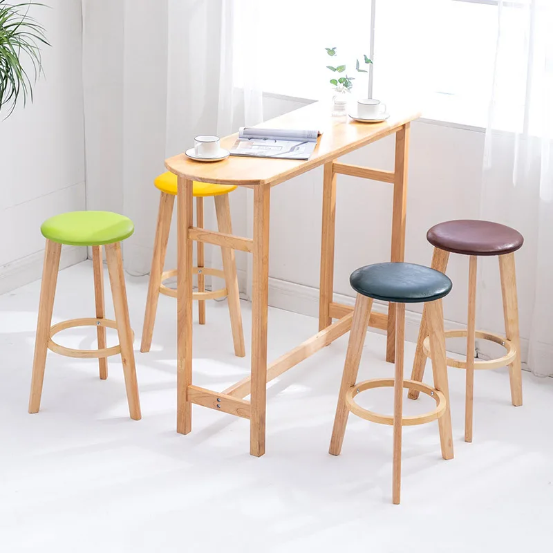 

C9 Solid Wood Bar Stool Bar Chair High Stool High Chair Cafe Chair Cash Register Chair Outdoor Balcony Chair Stool Wholesale