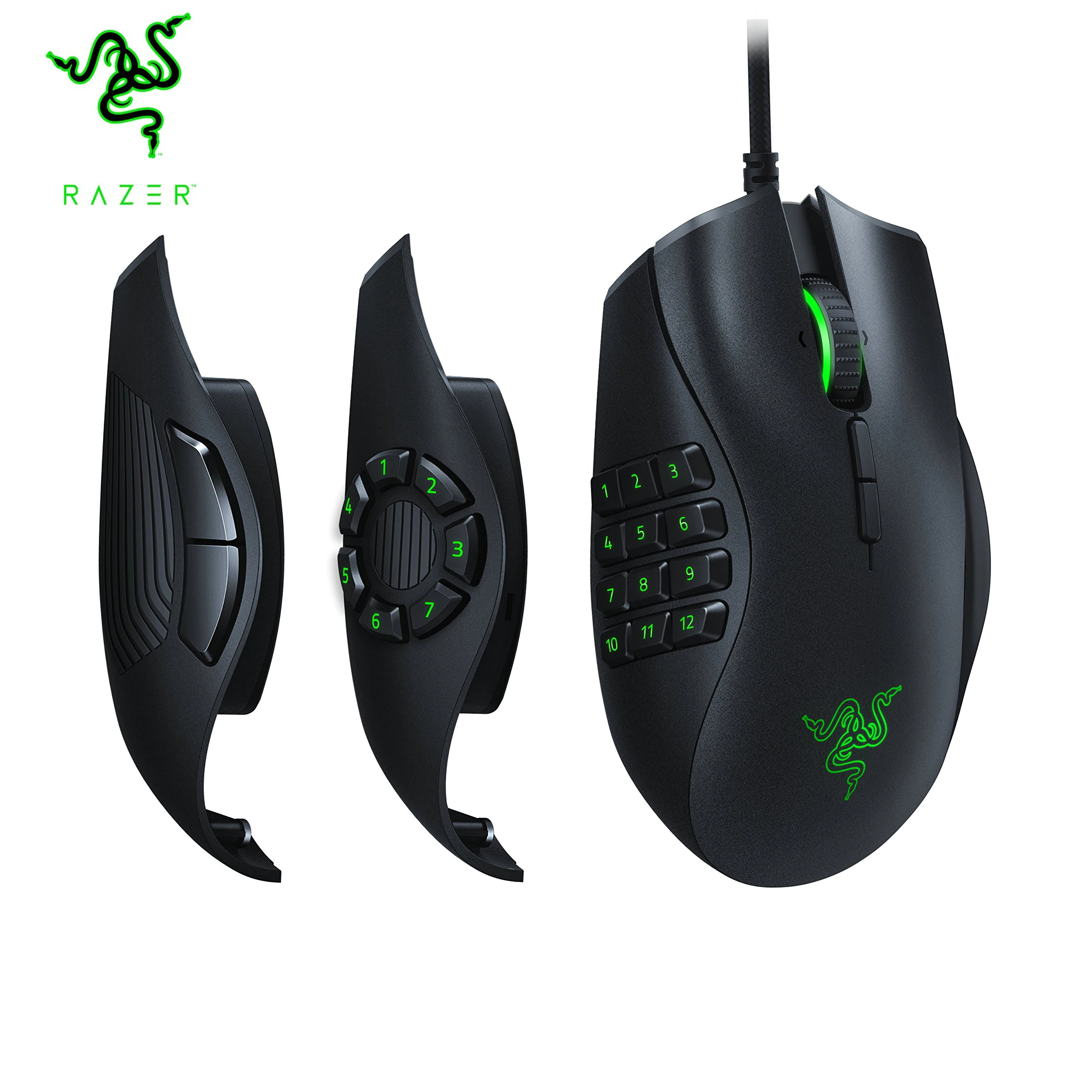 

Razer Naga Trinity Gaming Mouse Wired Mice,Interchangeable Side Plates Up to 19 Programmable buttons,16K DPI Optical Sensor