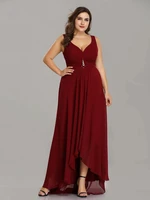 plus size evening dresses chiffon long v neck sleeveless gown 2022 ever pretty of burgundy red elegant bridesmaid dress women