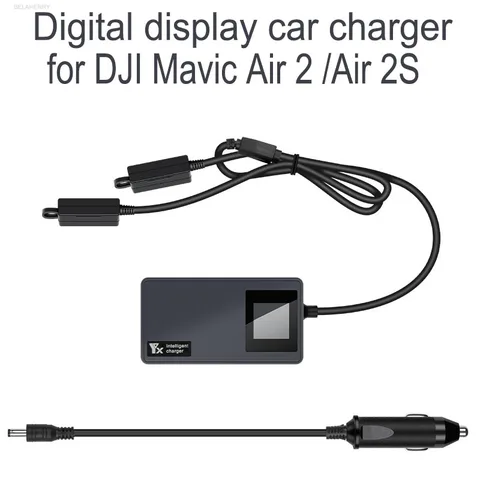 Автомобильное зарядное устройство с цифровым дисплеем для DJI Mavic Air 2 /Air 2S, портативное интеллектуальное зарядное устройство для автомобиля с дистанционным управлением