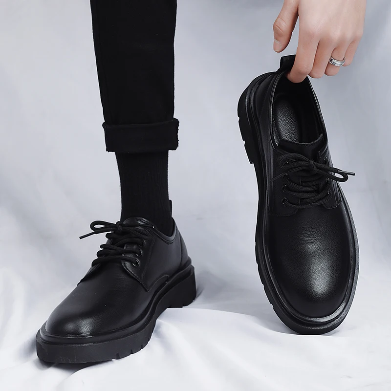 

Men's Shoes 2023 New Summer British Style Black Casual Leather Shoes Men's Business Formal Big Toe Work Fashion Shoes