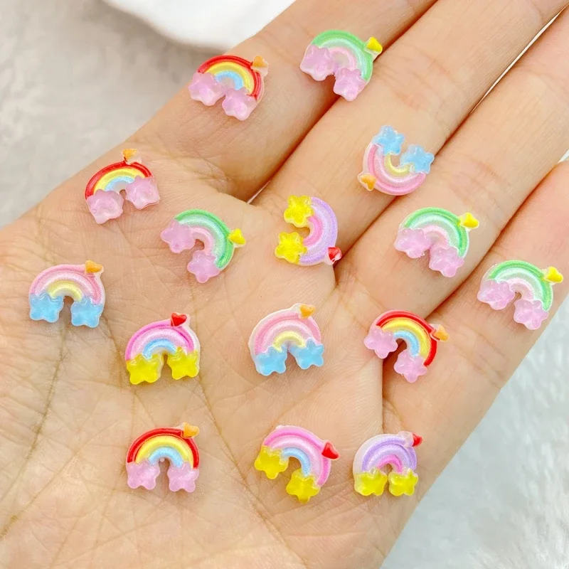 50 шт. новые милые полимерные Светящиеся в темноте Радужные плоские детали для