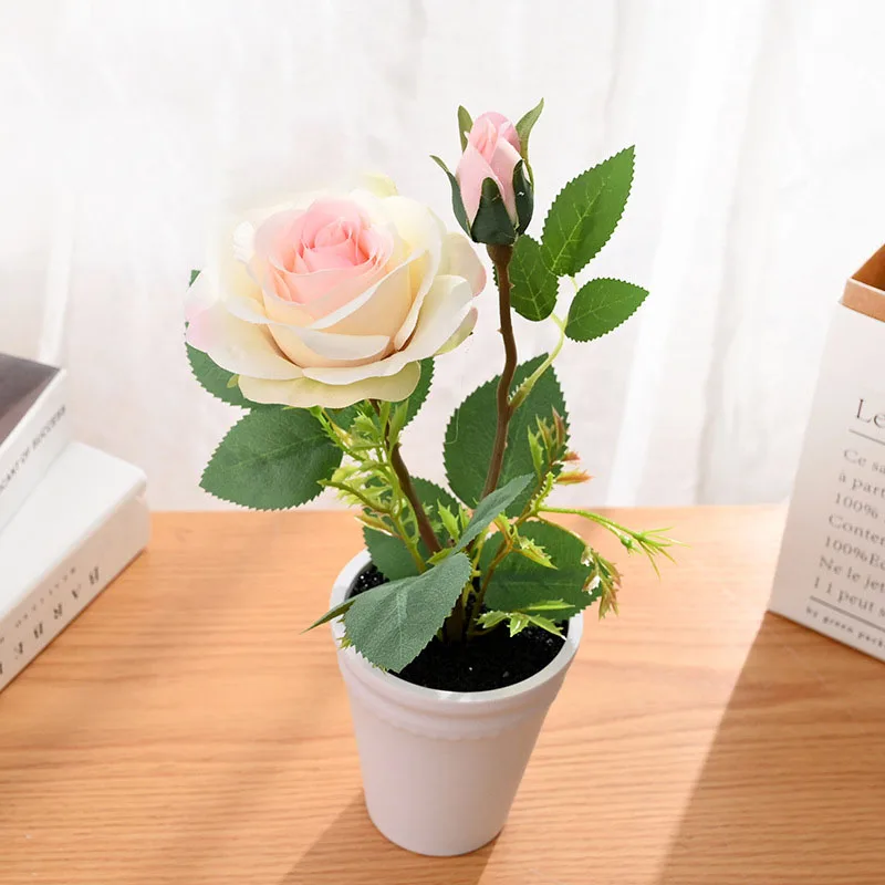 

Новинка двухсторонняя Роза бонсай искусственный цветок креативное внутреннее украшение искусственный цветок имитация растений украшение