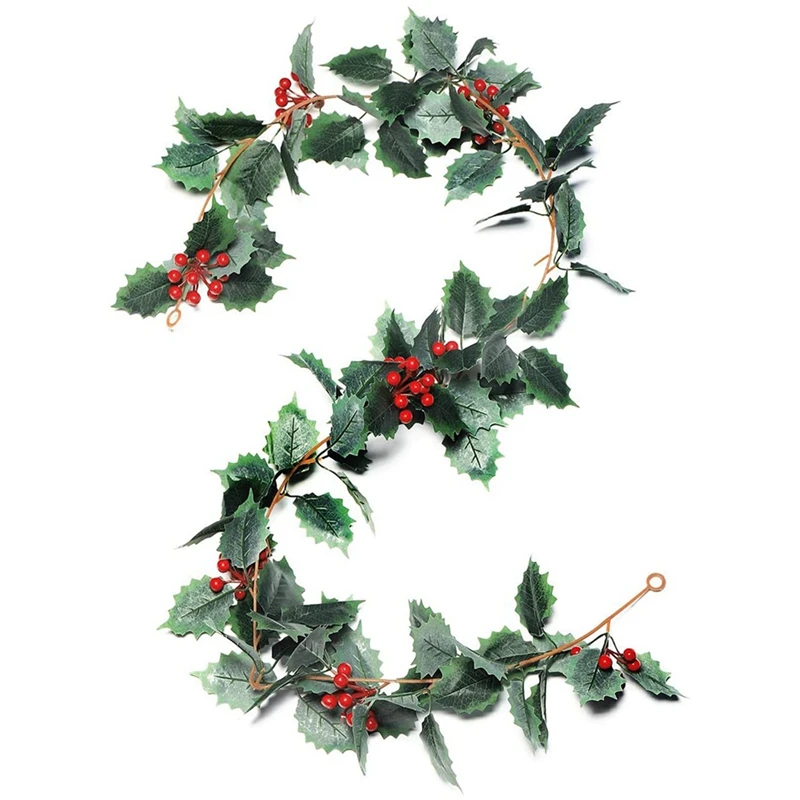

Семейная Пасхальная гирлянда, Рождественская гирлянда, зимние красные ягоды, праздничное украшение, гирлянда с листьями падуба