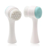 1pc double sided facial cleansing brush silicone soft fiber cleansing brush portable facial exfoliator massage skin care tool