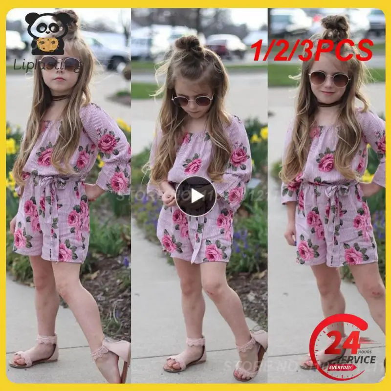 

1/2/3 шт., детский цветочный комбинезон с открытыми плечами