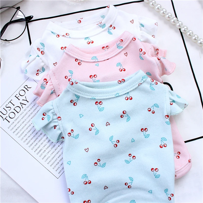 

Cute Trumpet-sleeved Pet Cotton Coat Summer Pomeranian Pullover Cat Schnauzer Breathable Two-legged Clothes Puppy Clothes