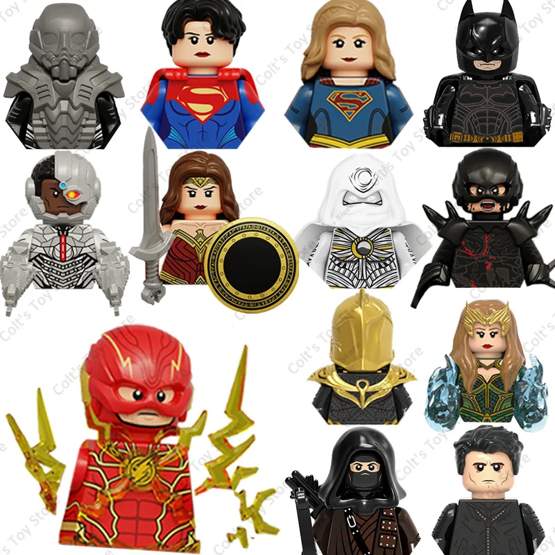 

2023 Disney Superhero The Flash Building Blocks Dolls Superman Hawkman Bat Man Mini Action Figures Model Bricks Kids Toys Gifts