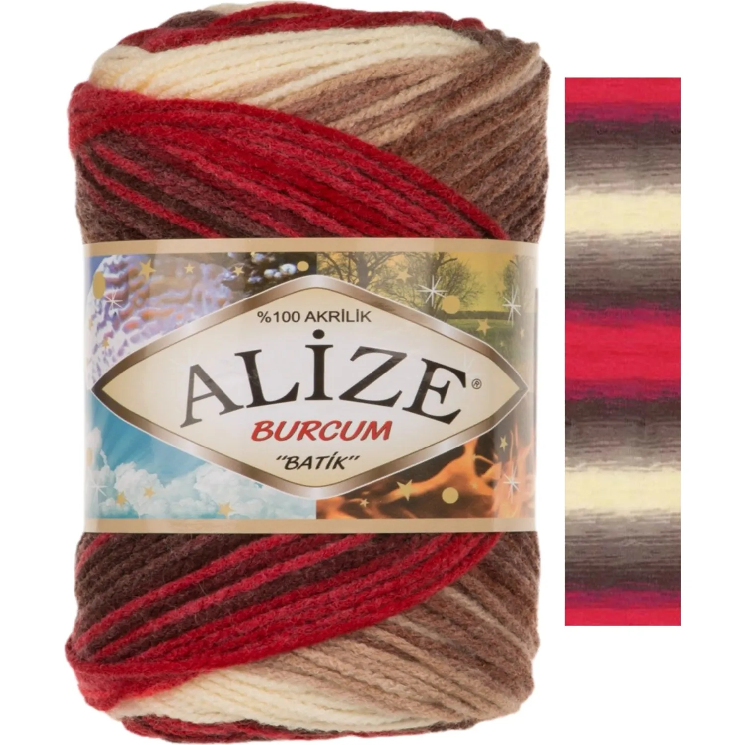 Ализе Бурджум Батик - Шерсть 20 вариантов цвета Вязальная пряжа 210 метров (100гр)