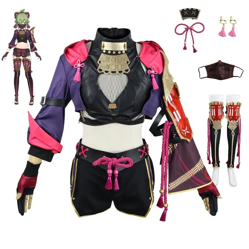 

Anime Game Genshin Impact Halloween Cosplay Costume Kuki Shinobu Suit