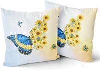 butterfly sunflower throw pillow cover 18x18 inche butterfly flower pillowcase 2pcs decorative cotton absorb sweat cushion cover