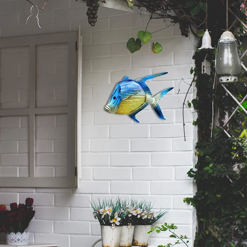 Металлическая рыба-тыксами со стеклянной стеной художественное украшение для