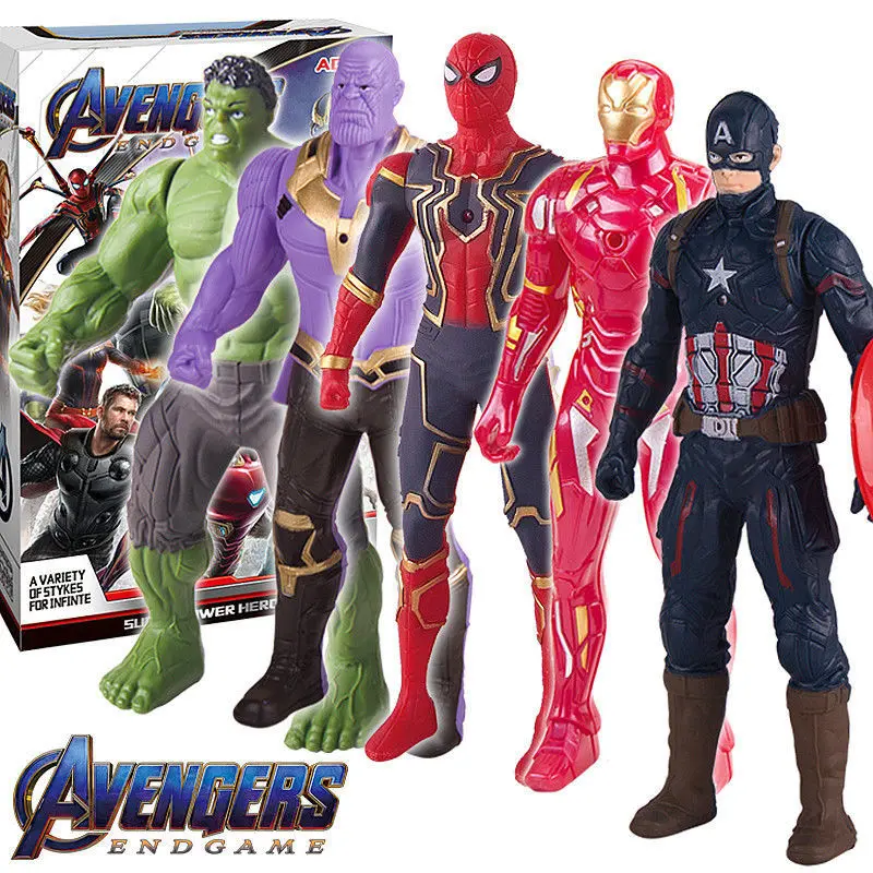 

Marvel Peripheral Avengers Alliance Iron Man Spiderman Captain America Hulk Lighting Model Movable Figure Toy Children's Gift