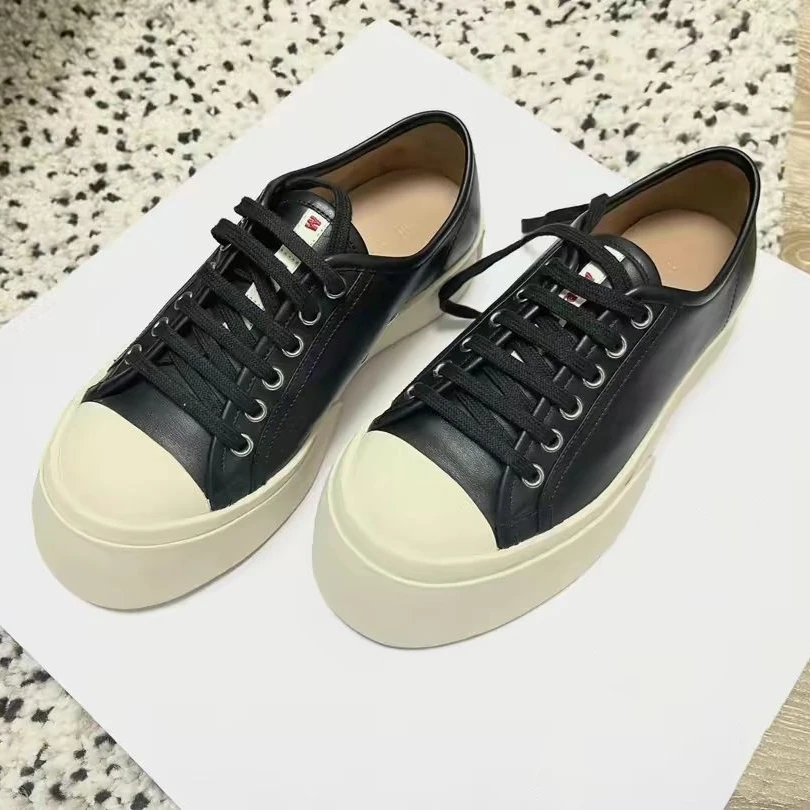 Big Head Thick Sole Shoes Men's and Women's Same Flat Bottom Bottom Increase Leisure Sports Line Lace -up Big Size Shoes