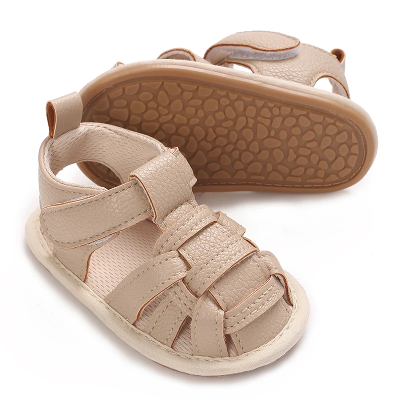 Однотонные сандалии для маленьких мальчиков и девочек босоножки с резиновой