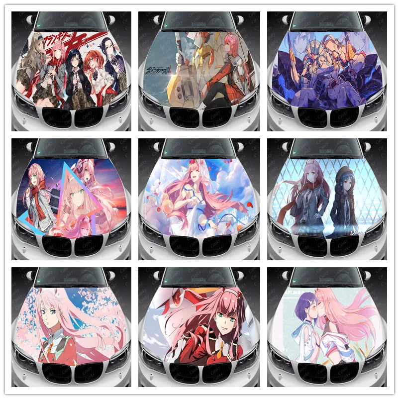

Виниловая наклейка на капот автомобиля Zero Two Darling In The FranXX, s-образная виниловая пленка, наклейки на крышку двигателя, автомобильные аксессуары