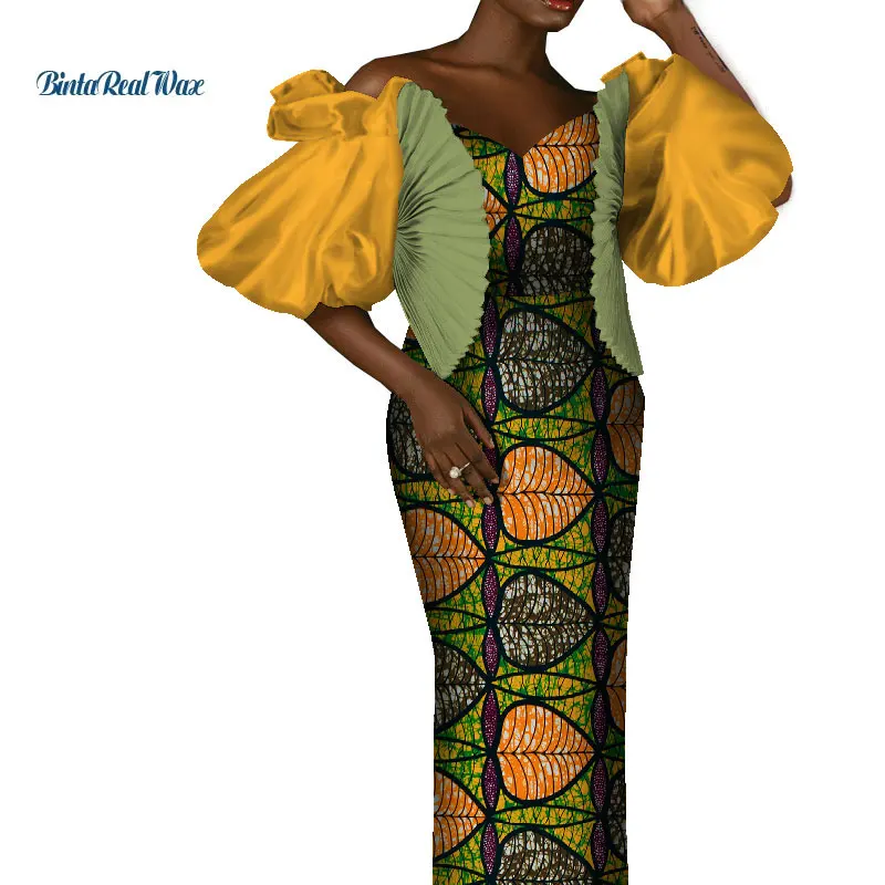 New Bazin Riche African Printing Dashiki Sexy Lady  Floor Length Evening/Party Elegant Dresses African Women Clothes WY048