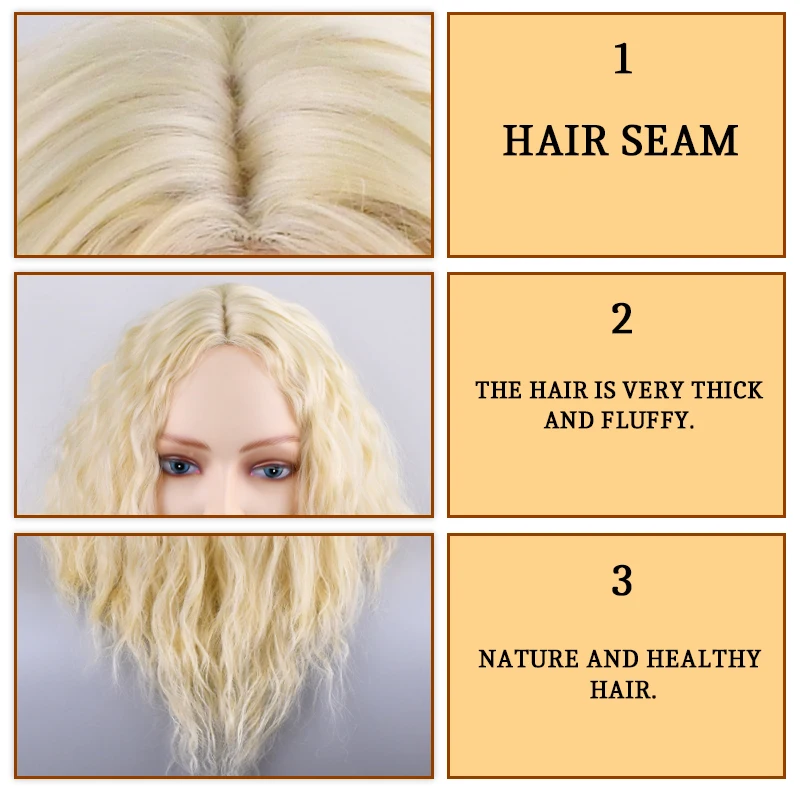 Fluffy Long Kinky Water Wavy Wig Synthetic Hair for White Women Ombre Blonde Cosplay Fluffy Deep Wave Wigs 28 inch