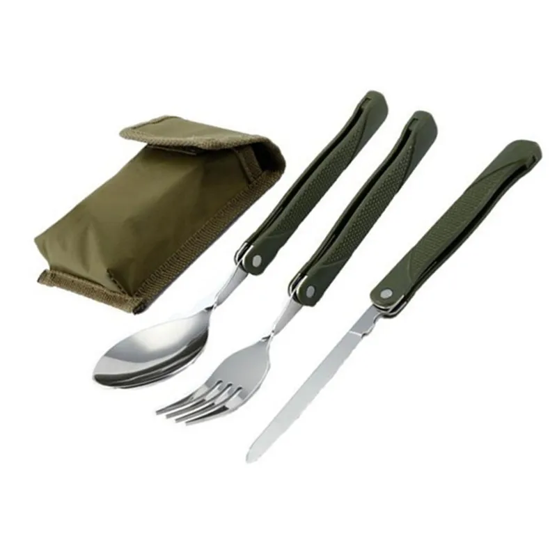 

Long cookware backpack Spork fork stainless steel fold knife utensil spoon set combo Picnic camp cutlery tableware flatware