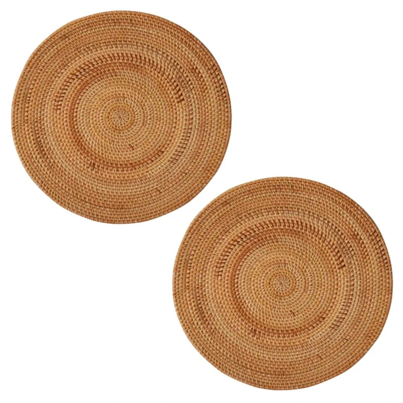 

HOT-2X Rattan Woven Placemats,Round Table Mats,Non Slip Heat Resistant Place Mat,Trivets For Hot Dishes Round