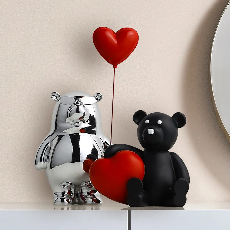 

Attitude Bear Ins Style Home Office Desktop Bookshelf Soft Furnishings Small Ornaments Living Room TV Cabinet Resin Crafts