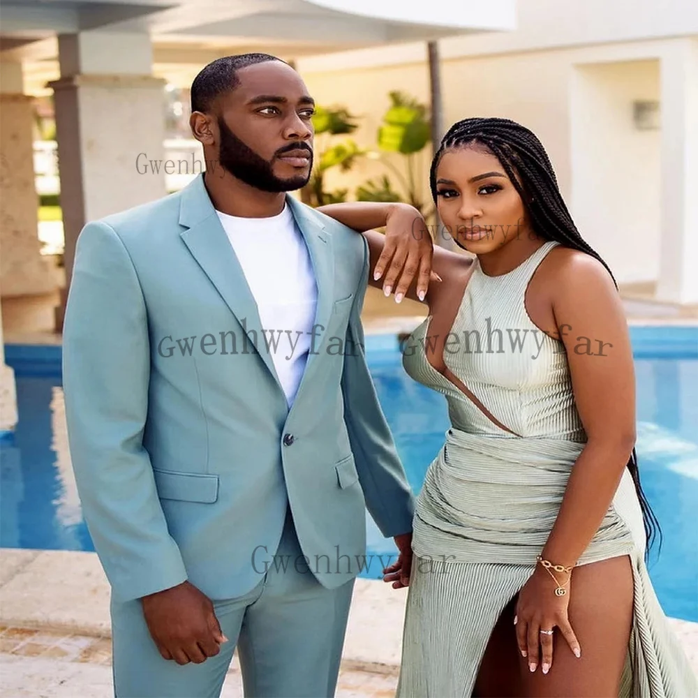 

Свадебные костюмы Gwenhwyfar на заказ, мужской костюм из 2 предметов, мужской официальный смокинг с вырезом на воротнике (пиджак + брюки)